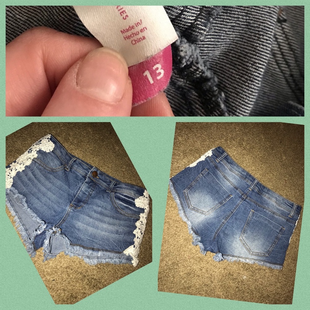 Lace Embroidered Jean Shorts